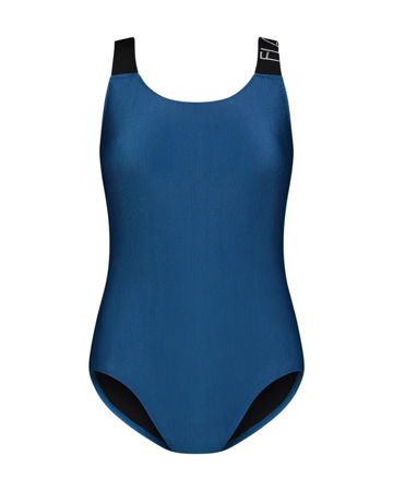 Flamingo 25FL071 Teal Ribbed Logo Swimsuit Myselflingerie.com